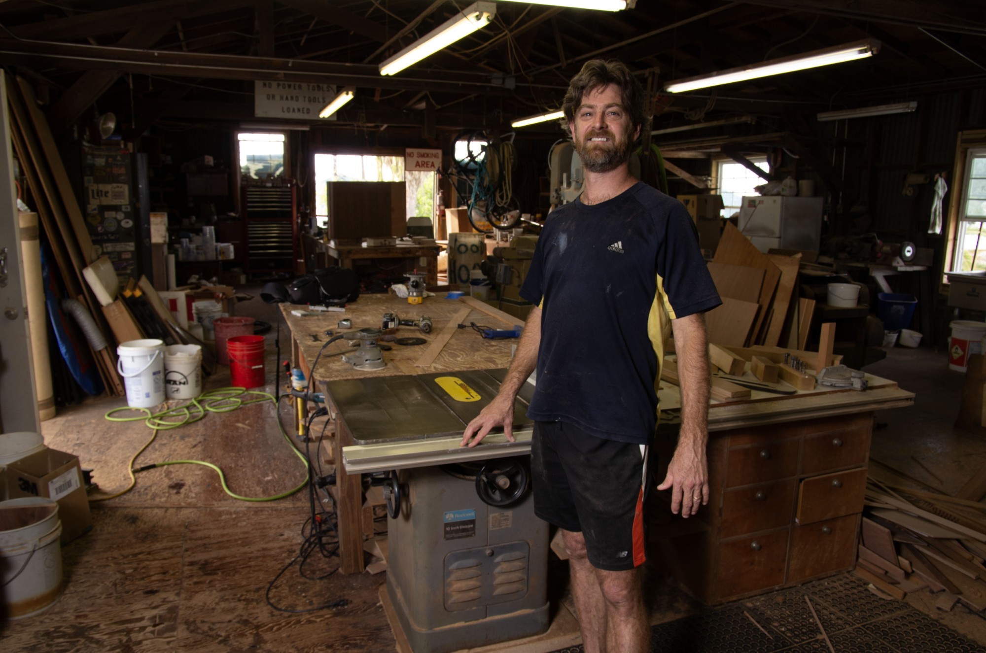 John Dowling in his woodworking shop